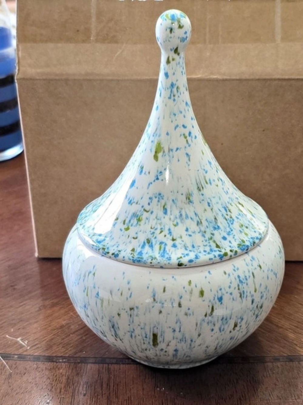 White & Blue Ceramic Lidded Decor